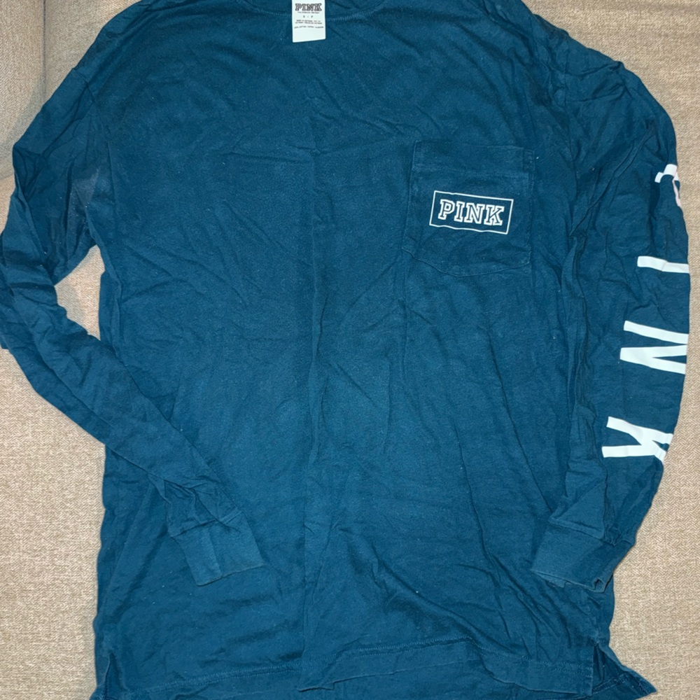 PINK Victoria's Secret Teal Long Sleeve Tee